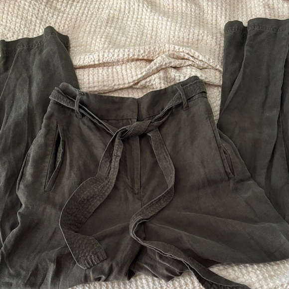 Wilfred olive green linen blend Tie-Waist Trousers size 6 - Picture 1 of 5